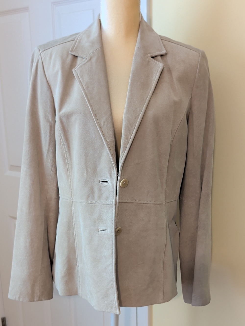 Liz Claiborne Taupe Suede Button Front Jacket